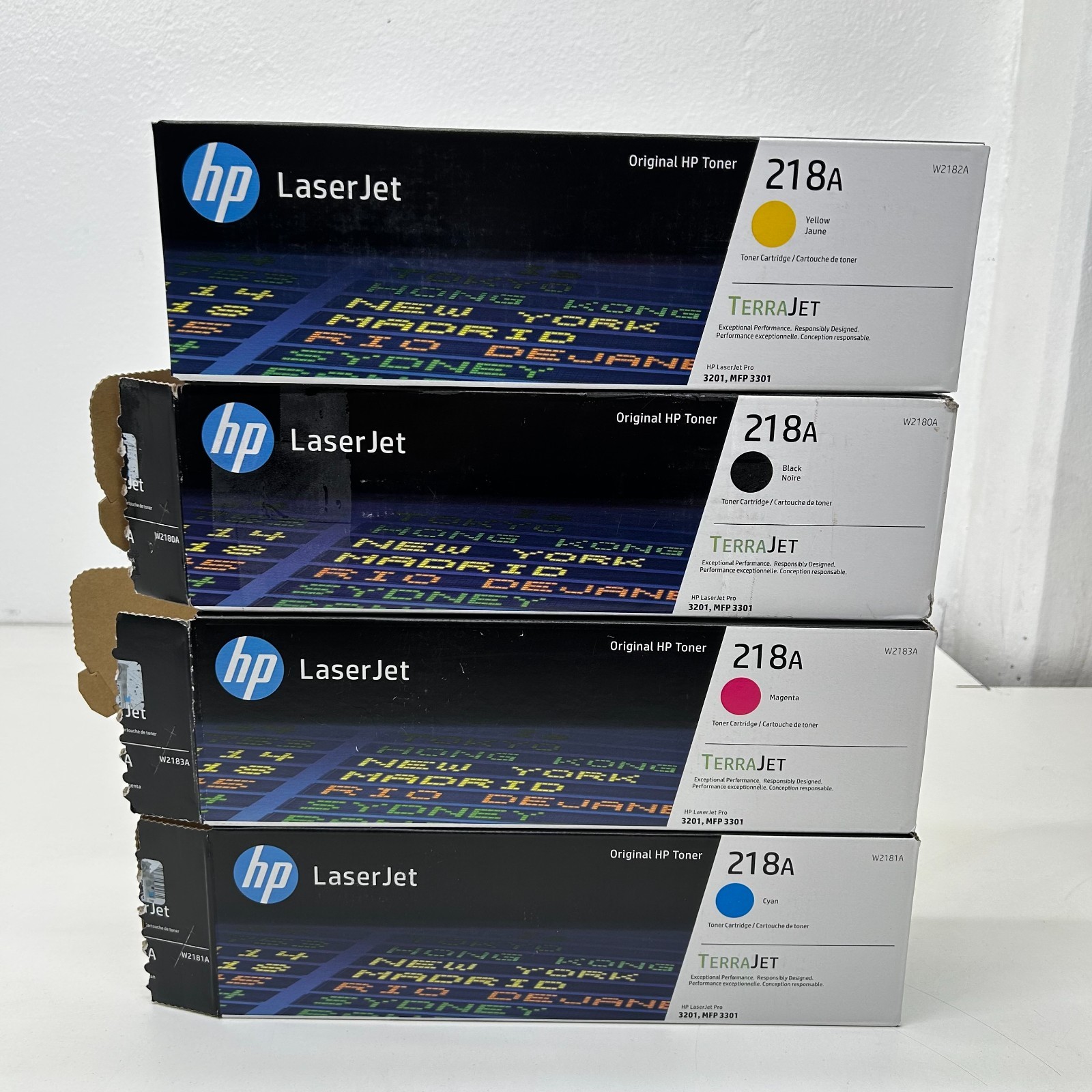 HP 218A Toner Cartridge 4-Pack (Black, Cyan, Magenta OPEN BOX)- Yellow  SEALED