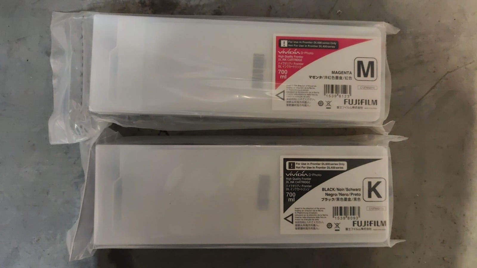 Genuine FUJIFILM DL-600 Black + Magenta Ink Cartridges (700ml) - DL600 series