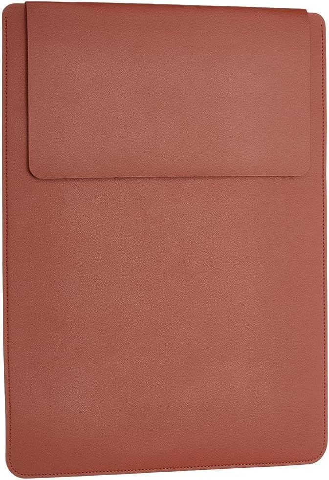 Saddle Brown PU Leather Laptop Sleeve for 15-16 Inch Devices with Stylish Design