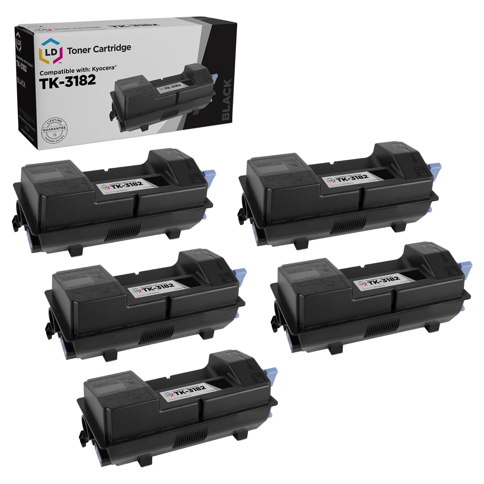 LD Compatible Kyocera TK-3182 (1T02T70US0) Black Toner 5-Pack for ECOSYS P3055dn