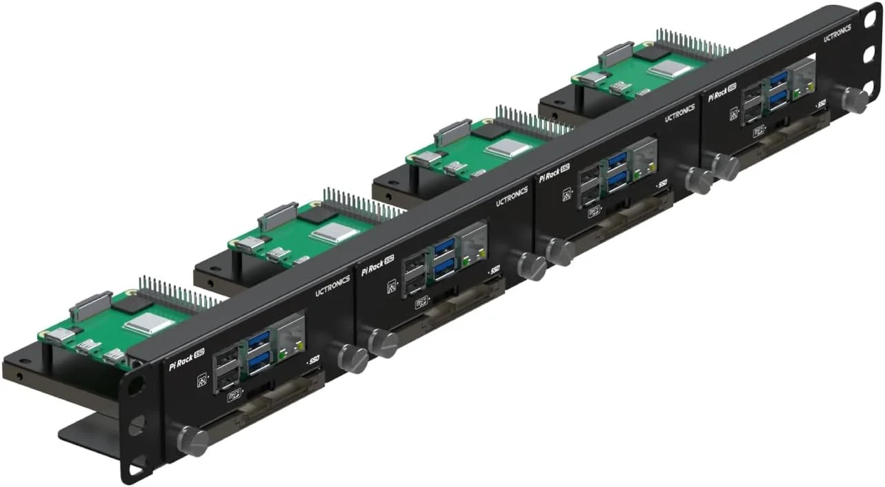 UCTRONICS 19" 1U Rack Mount for Raspberry Pi with SSD Mounting Brackets, Thumbsc