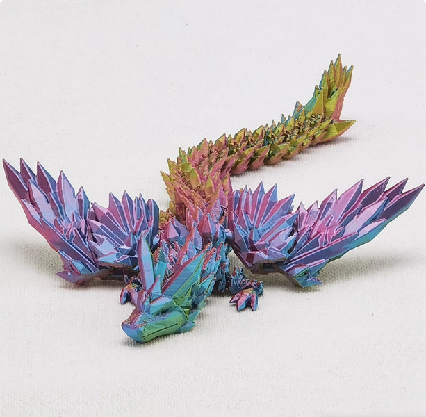 3D printed crystal flying dragon Chinese dragon figurine small size 23*18cm