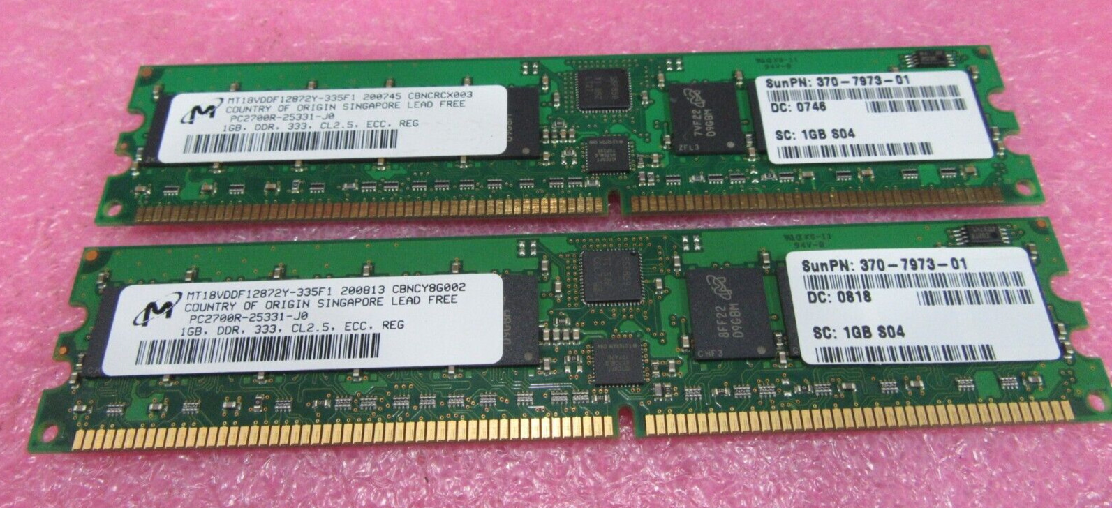 Sun X7704A-4 370-7973 2GB Kit ( 2 * 1GB Dimm ) for Netra240 Micron- L4604