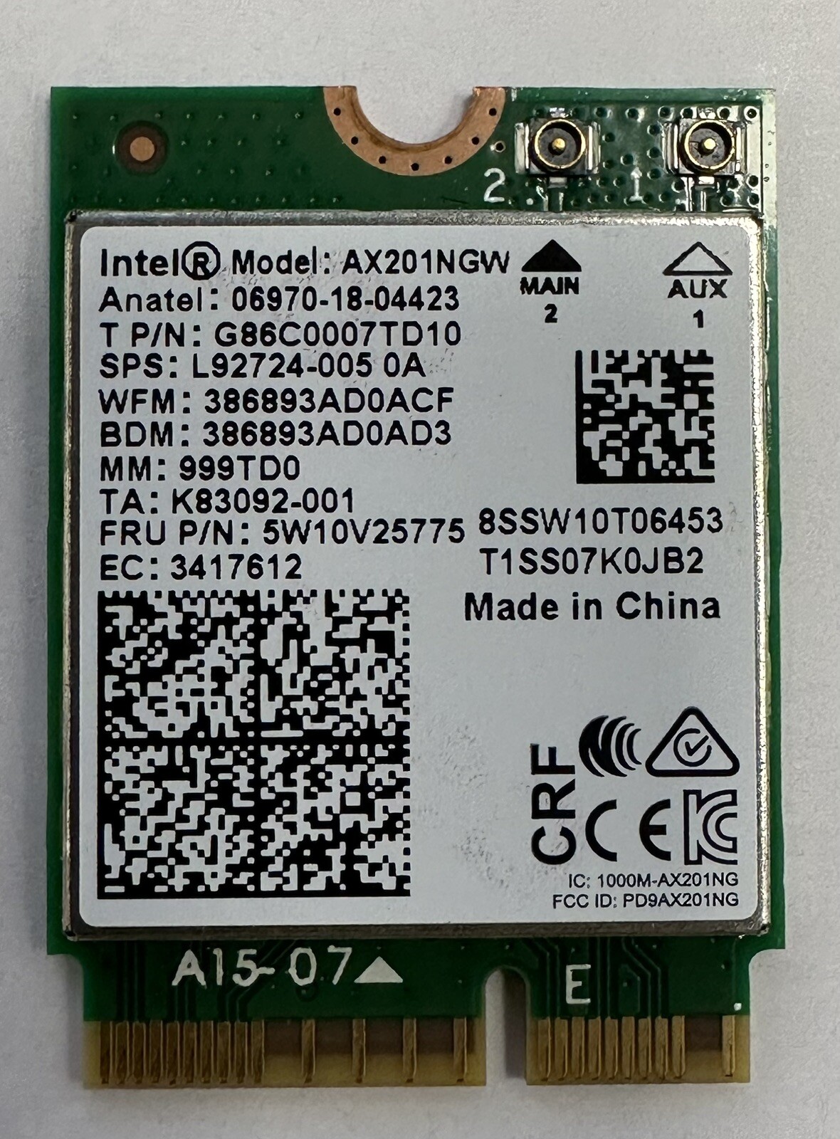 E16 Gen 2,Yoga 7 14ITL5 15ITL5 Wireless WiFi Bluetooth Card AX201NGW 5W10V25775