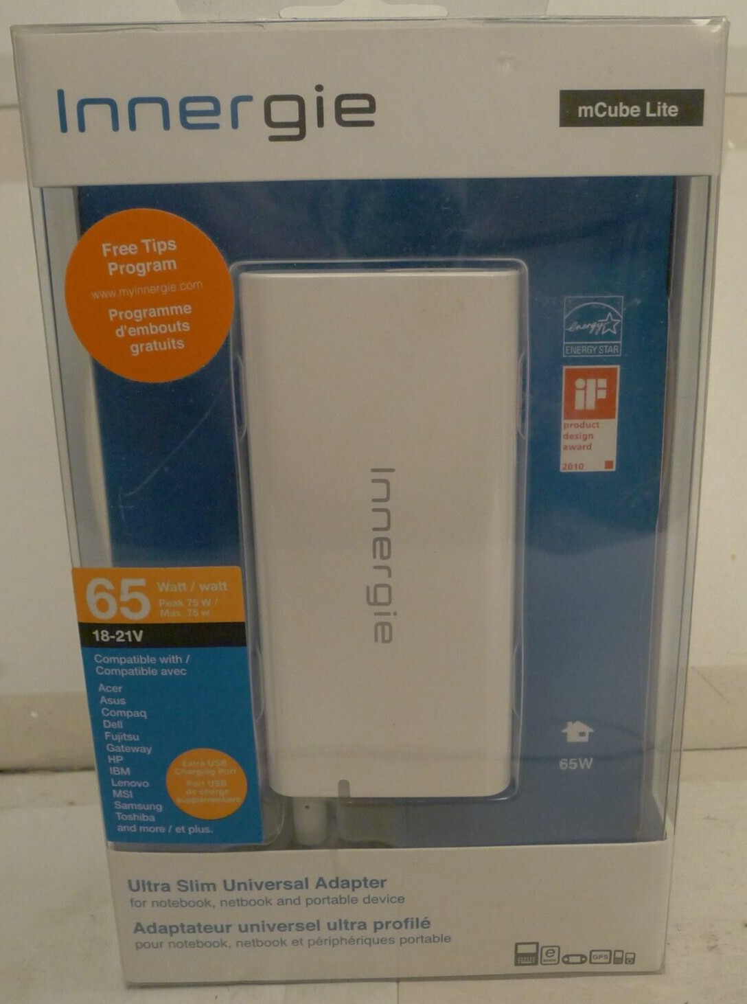 Innergie mCube Lite 65 Watt 18-21V Ultra Slim Universal Power Adapter - NEW