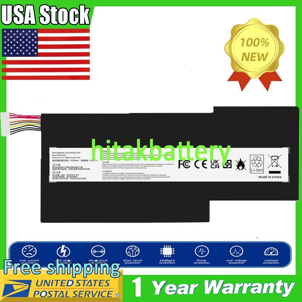 BTY-M6K Battery For MSI WS63 8SK 8SL Mobile Workstation MS-17F1 MS-17F2 4600mAh