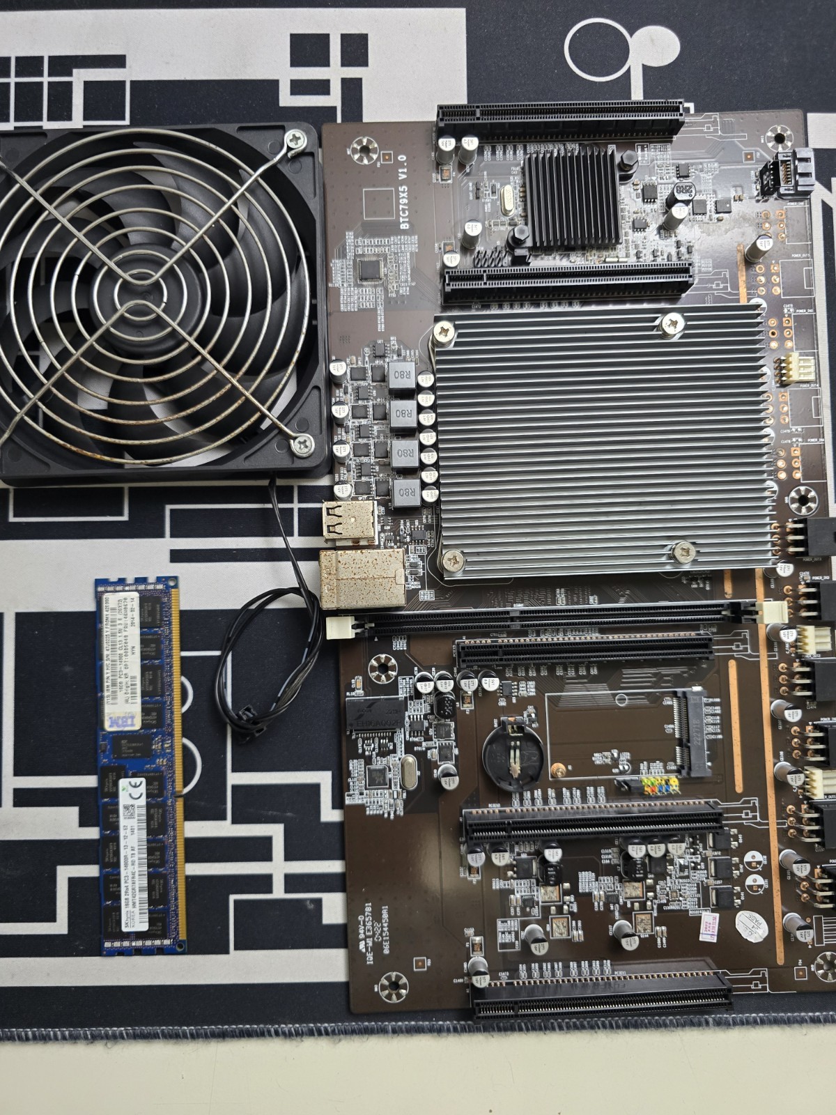 BTC-79X5 Mining Motherboard + Intel Xeon E5-2620 + 16 Gb Ddr3