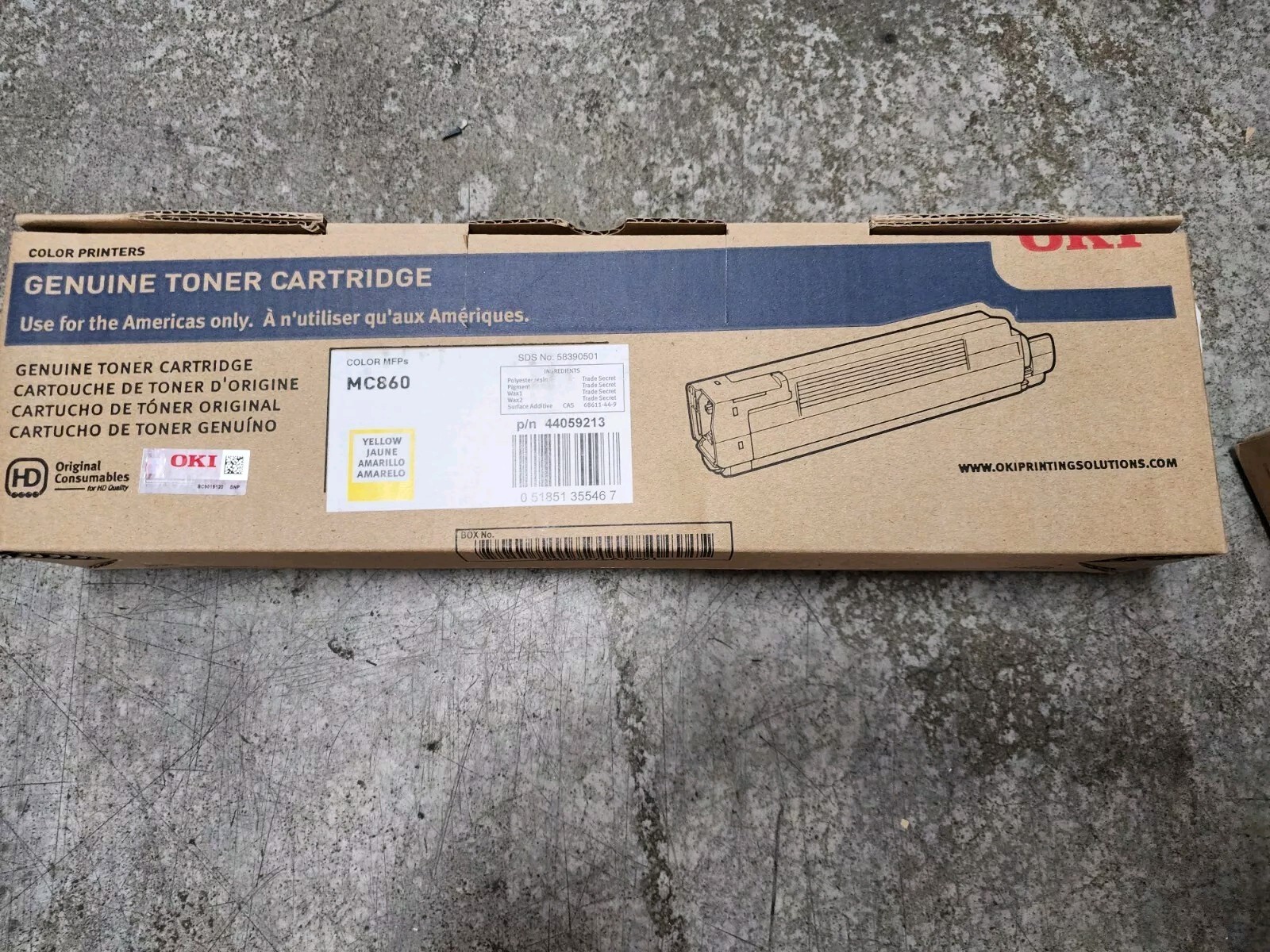 New Oki 44059213 Genuine MC860 Yellow Toner Cartridges /SEALED BOX
