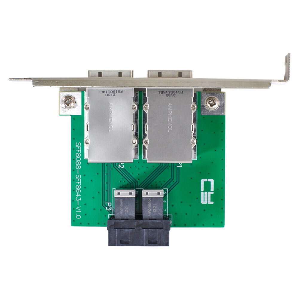 Mini SAS SFF-8088 Dual Ports to Internal SAS HD SFF-8643 PCBA Female Adapter