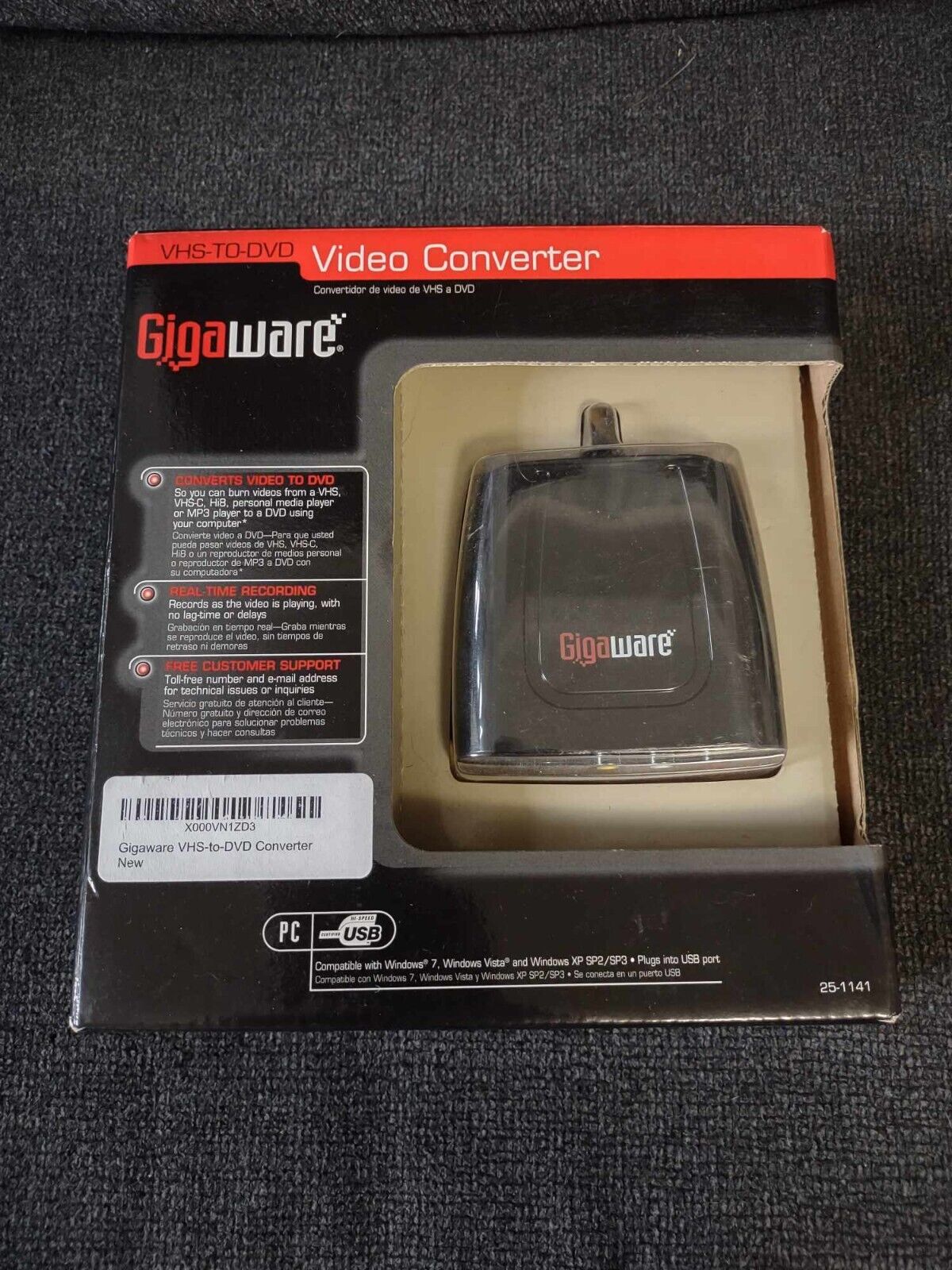 Gigaware 25114 VHS-To-DVD or MP3 Video Converter-New