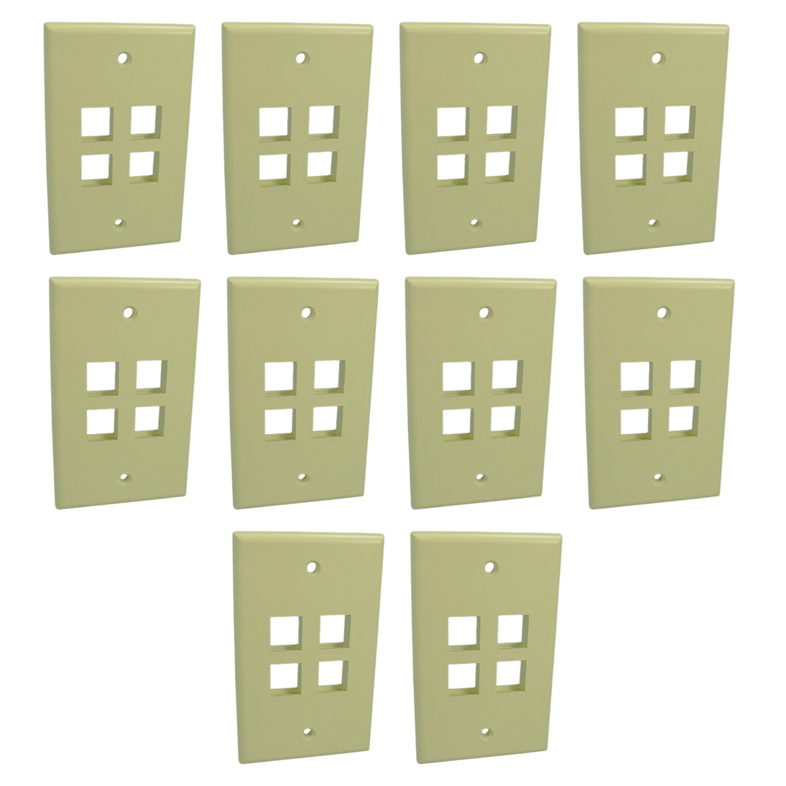 Leviton 41080-4IP Ivory 1-Gang 4-Port Unbreakable Nylon Wallplate Cover 10pcs