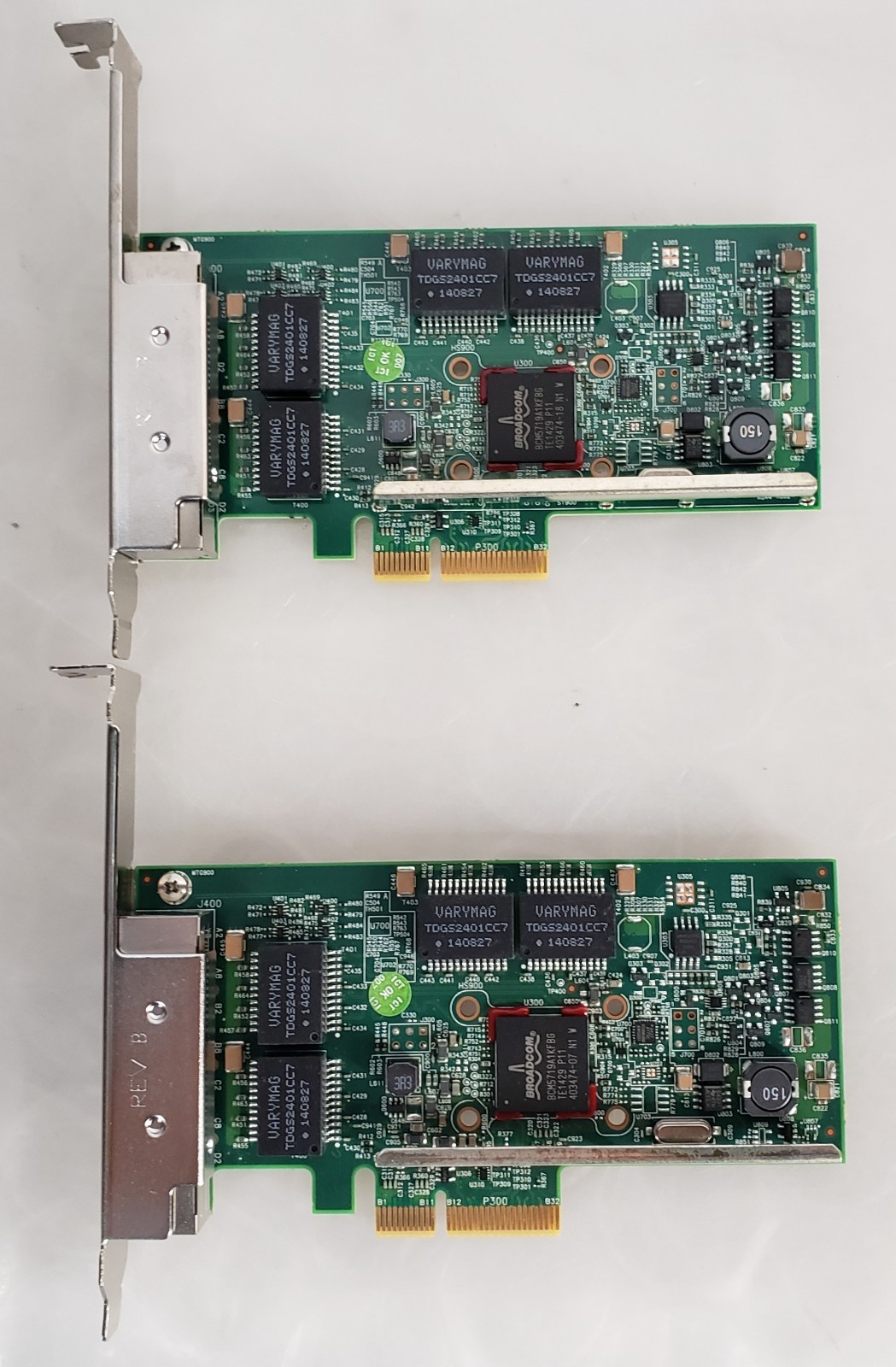 Pair of Dell Broadcom KH08P Quad port Network Adapter Card