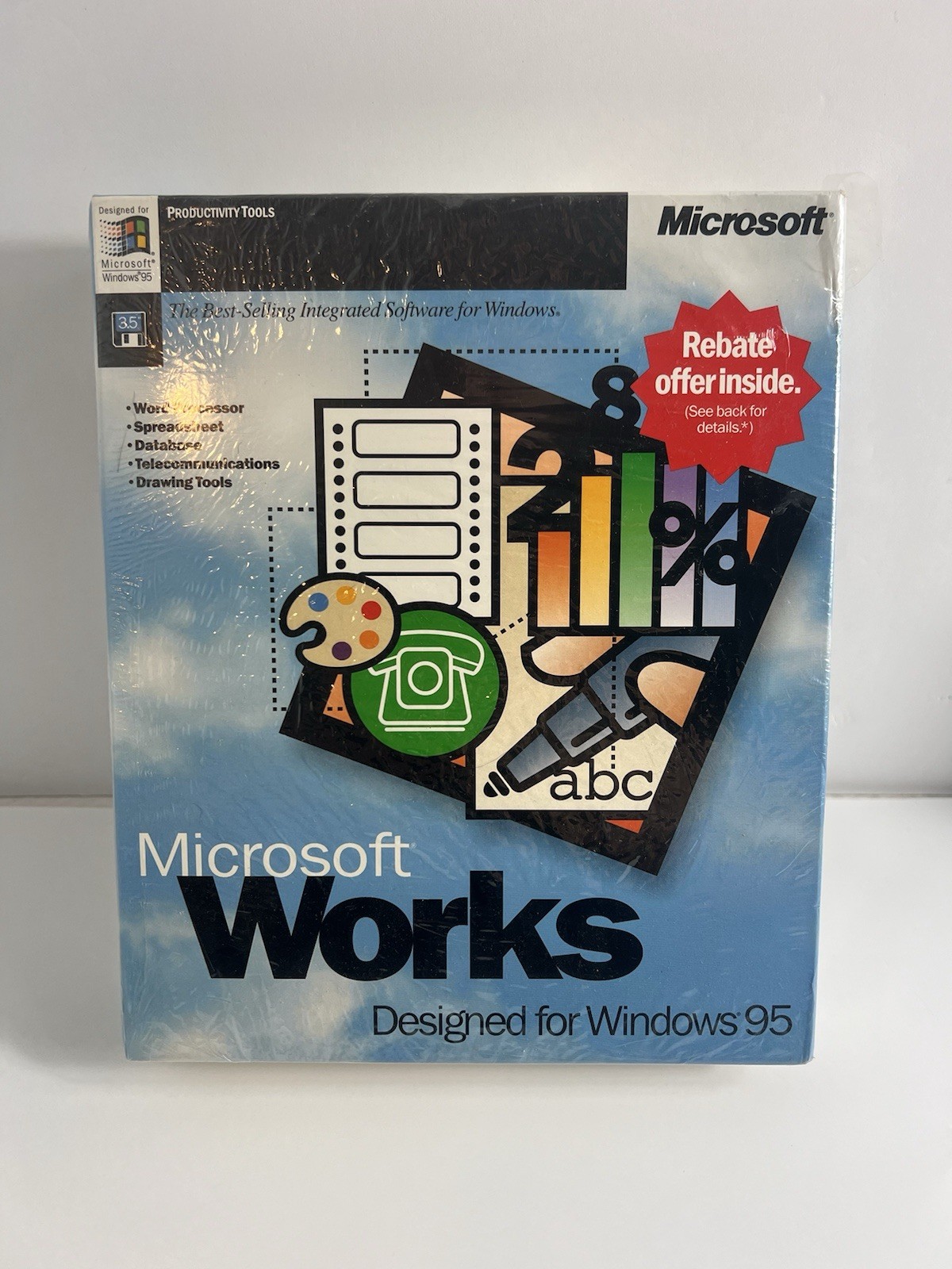Microsoft Works for Windows 95 Software New Sealed Productivity Tools