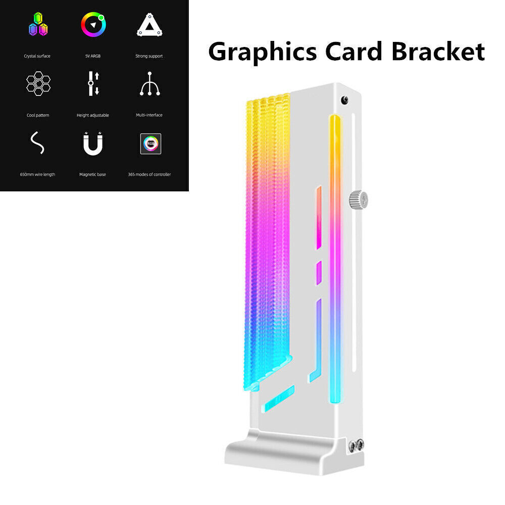 Aluminum Alloy White   Holder Video Card Holder 5V RGB Graphics Card Bracket
