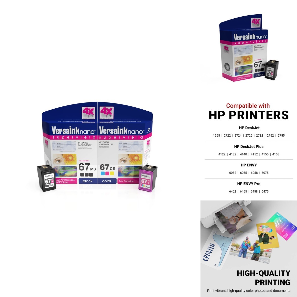 VersaInk-Nano HP 67 MS MICR Black Ink Cartridge Check Printing & VersaInk-Nano