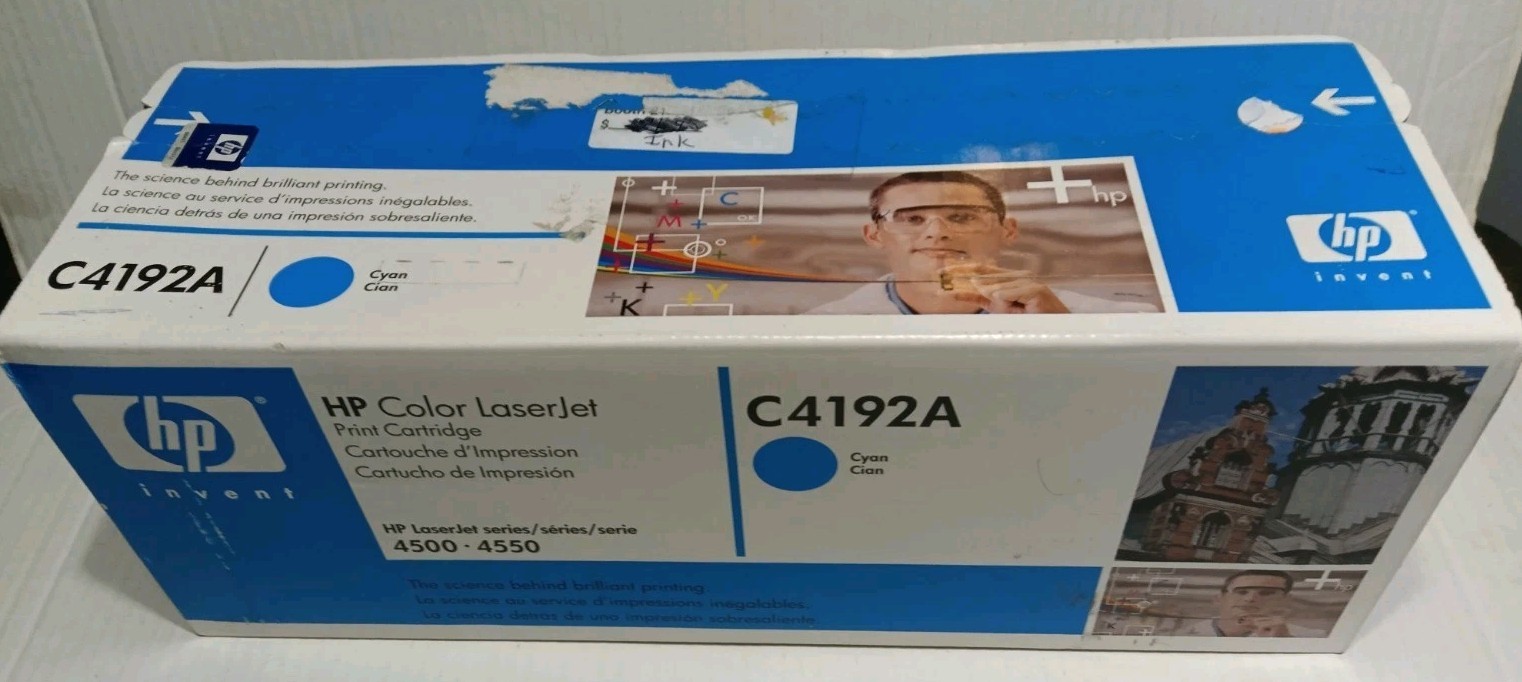Genuine HP Color LaserJet 4500 4550 Series C4192A Toner- Cyan/Light Blue SEALED 