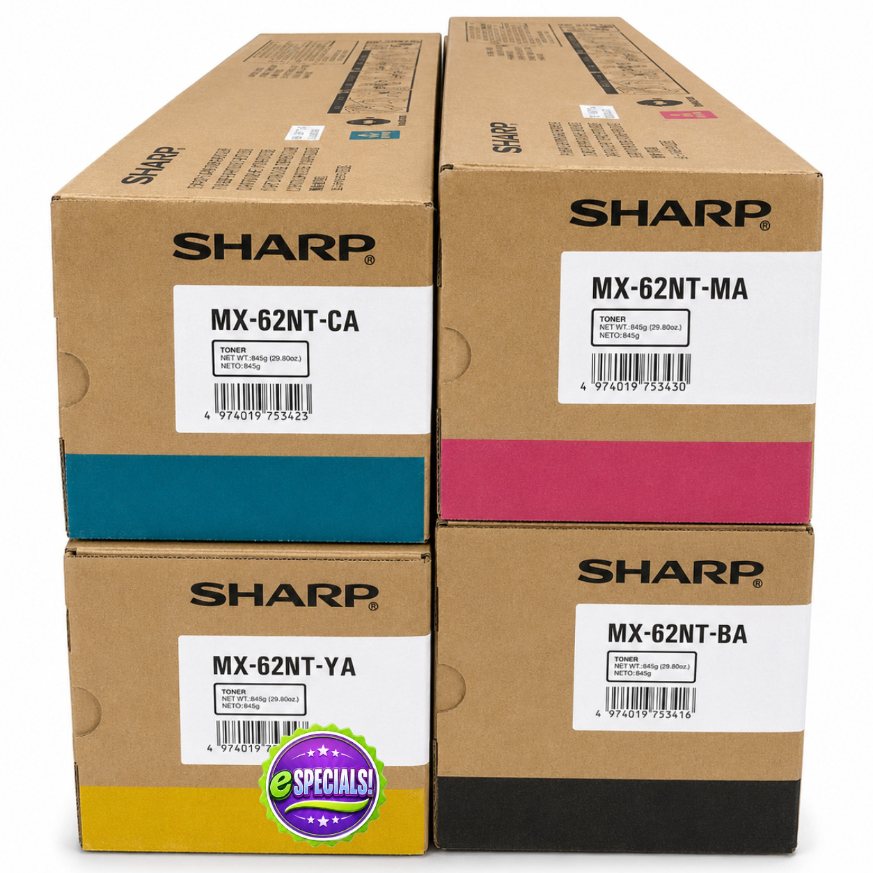 Genuine Sharp MX-62NT Toner Set, MX62NTBA, MX62NTCA, MX62NTM, MX62NTYA Ship Fast