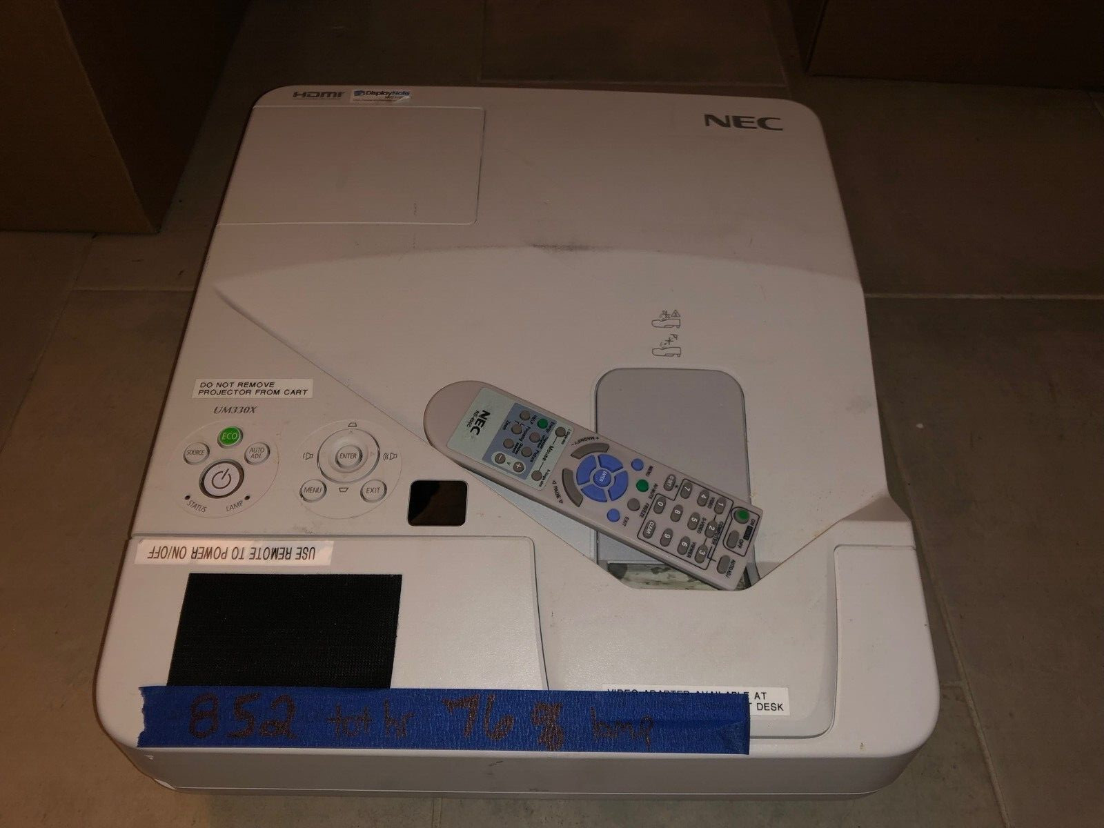 NEC UM330X 3LCD Projector 3300 Lumens HD 1080p Ultra Short Throw HDMI w/Remote 