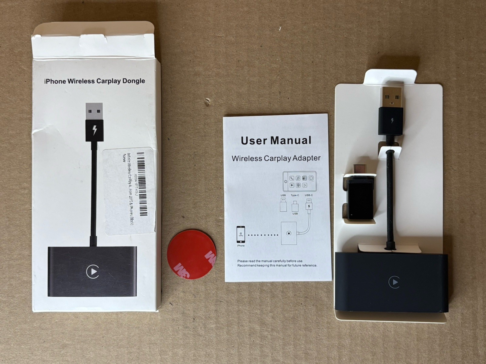 CarPlay Dongle iPhone Wireless Black Open Box - Useful Accessory for Auto / Car