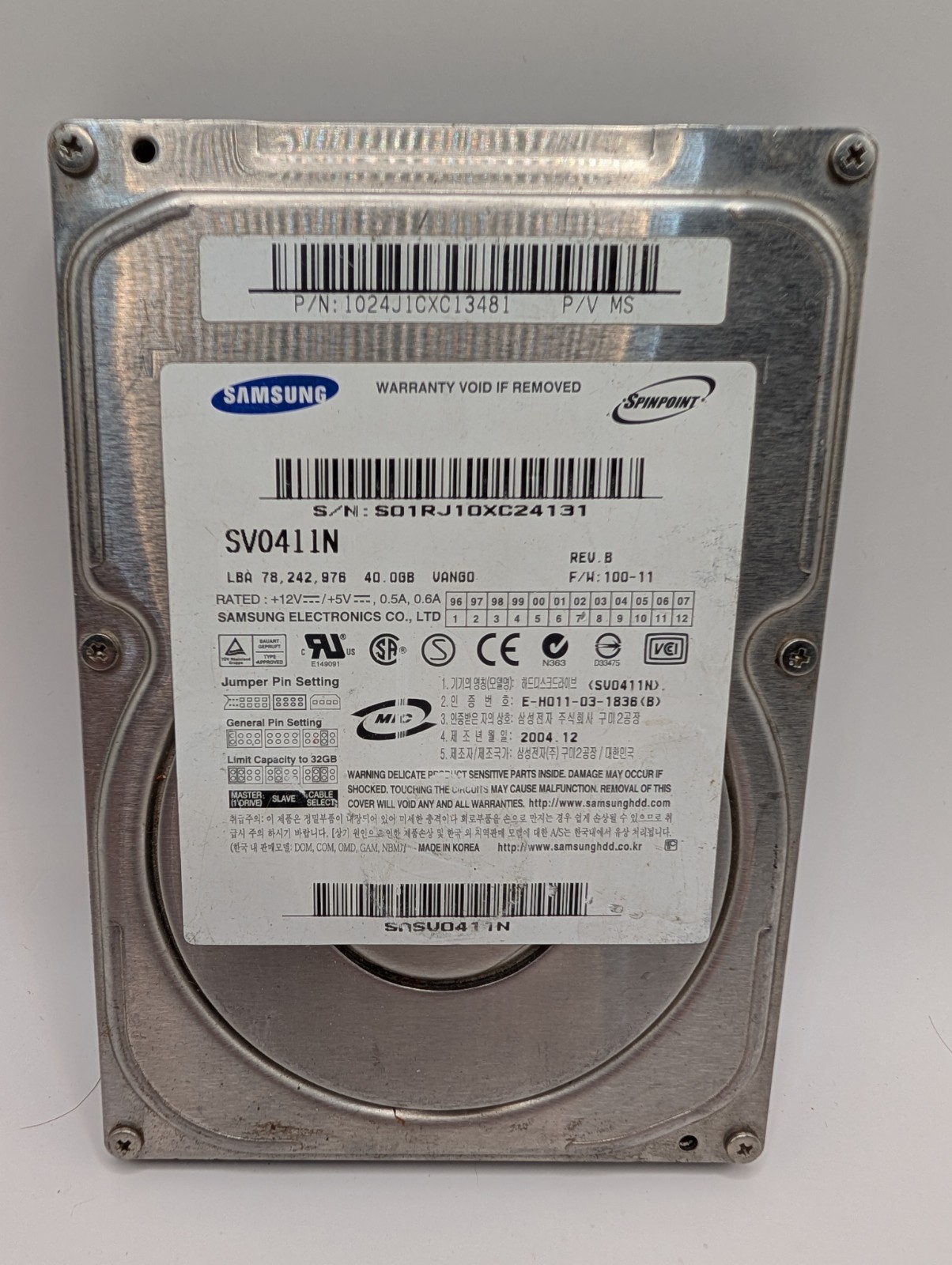 Samsung SP0411N 40Gb IDE 3.5 HDD Hard Drive