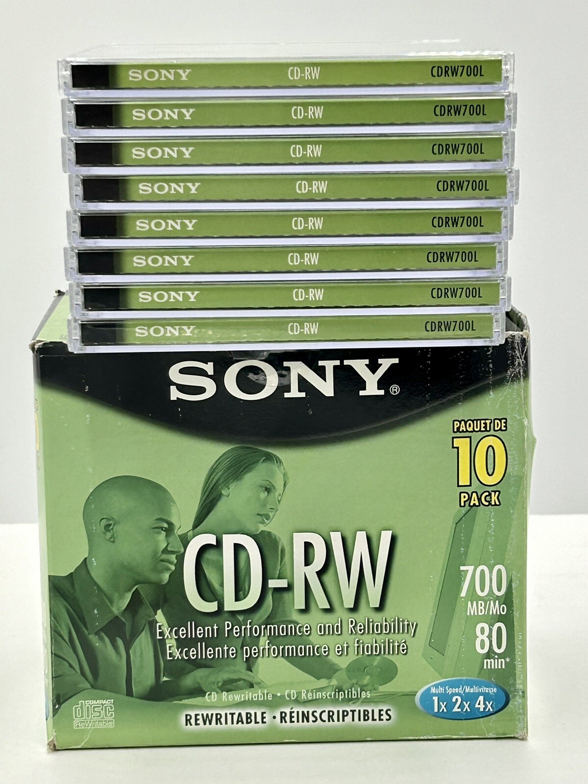 8 Sony CDRW CD Rewritable Discs Open Box 1x 2x 4x 700 Mb 80 Min