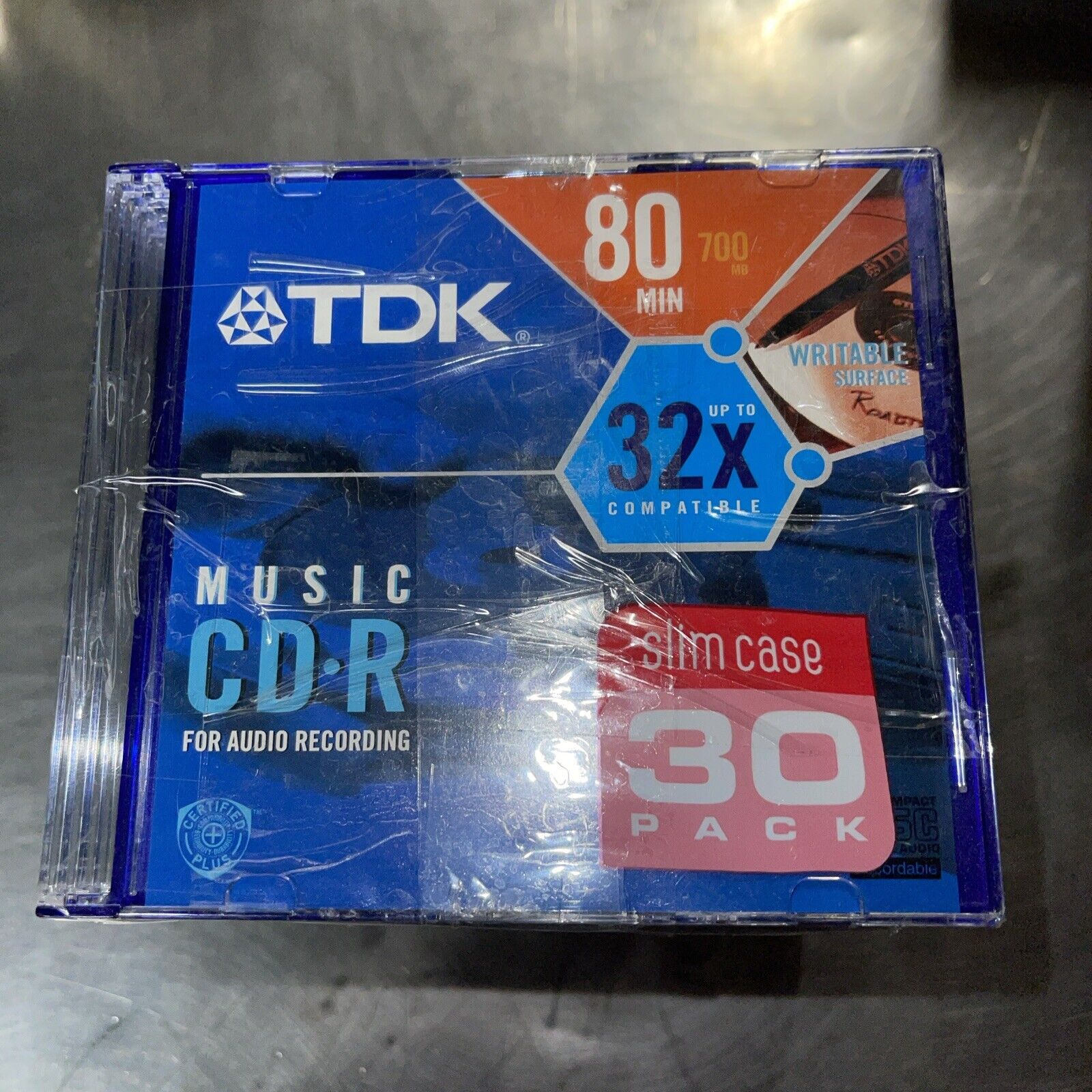 NEW/SEALED—TDK Music CD-R 80 Min/16X Compatible Slim Case 30 Pack