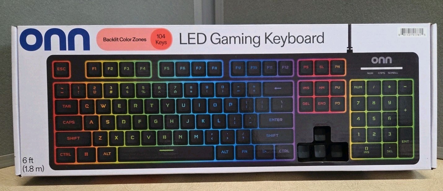 onn Wired LED Gaming Keyboard -  Backlit - Brand NEW in Package - Anti-Ghosting