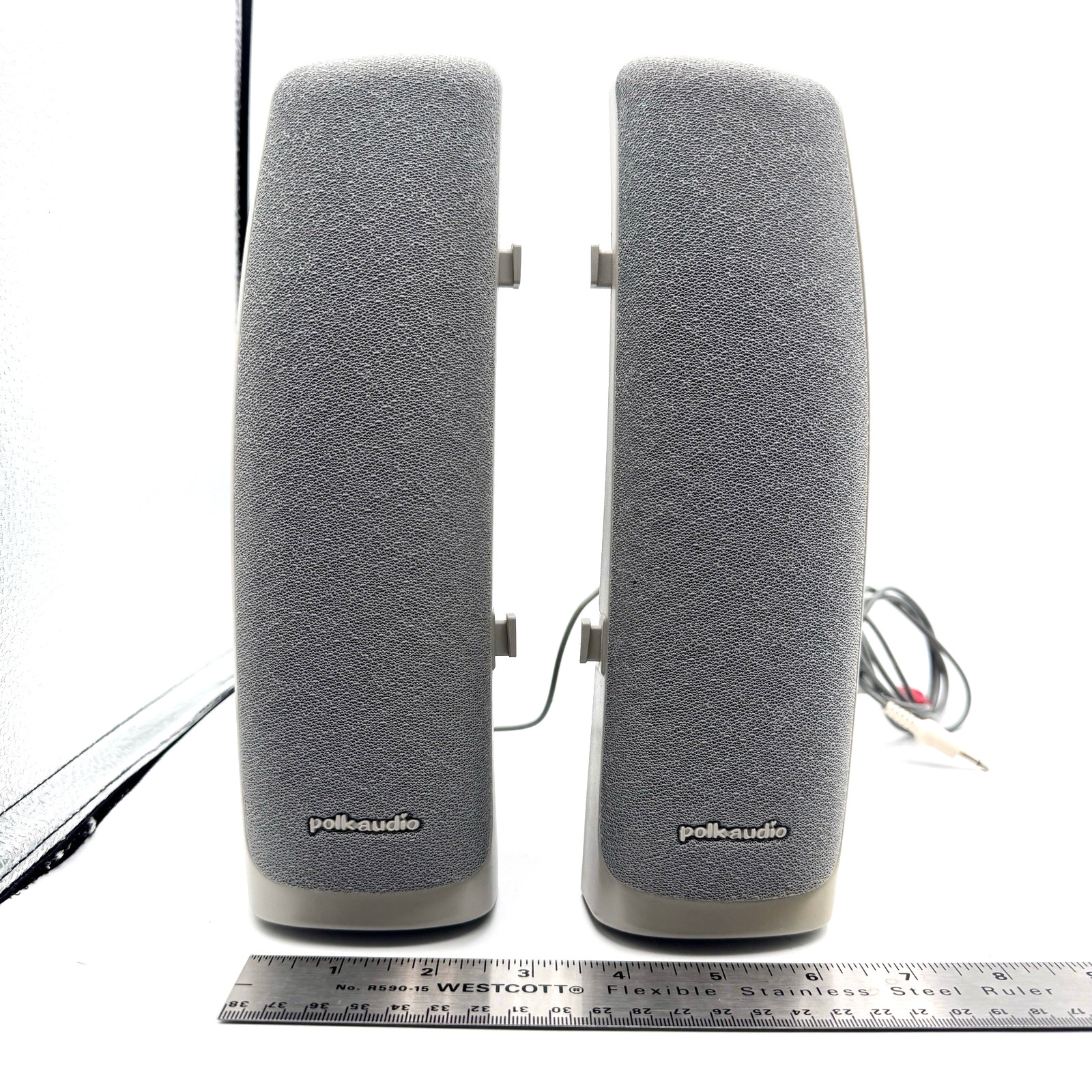 Polk Audio Computer Speakers Left and Right Side with cable Vintage Clip On