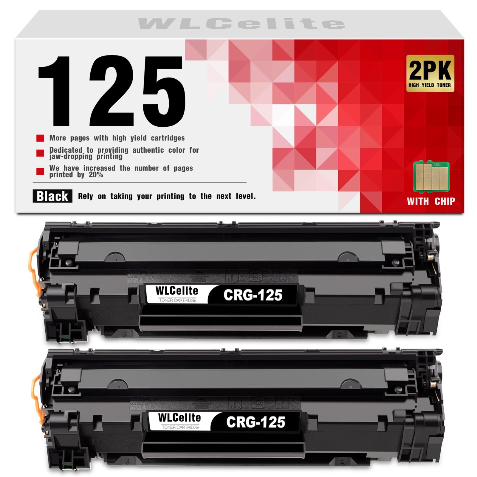2PK CRG125 C125 Black Toner Cartridge With Chip for Canon imageCLASS LBP6030w