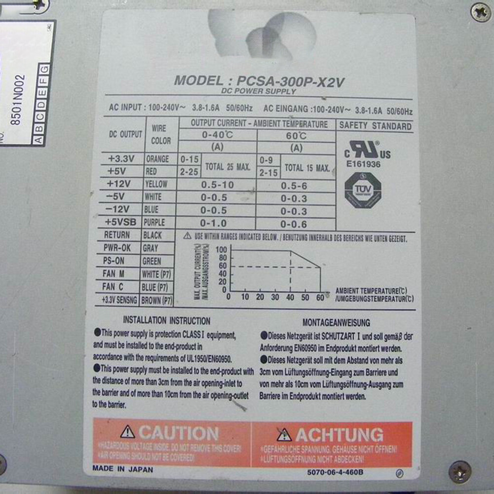 Qty:1pc Industrial Computer Power Supply 300W Pre-owned For PCSA-300P-X2V