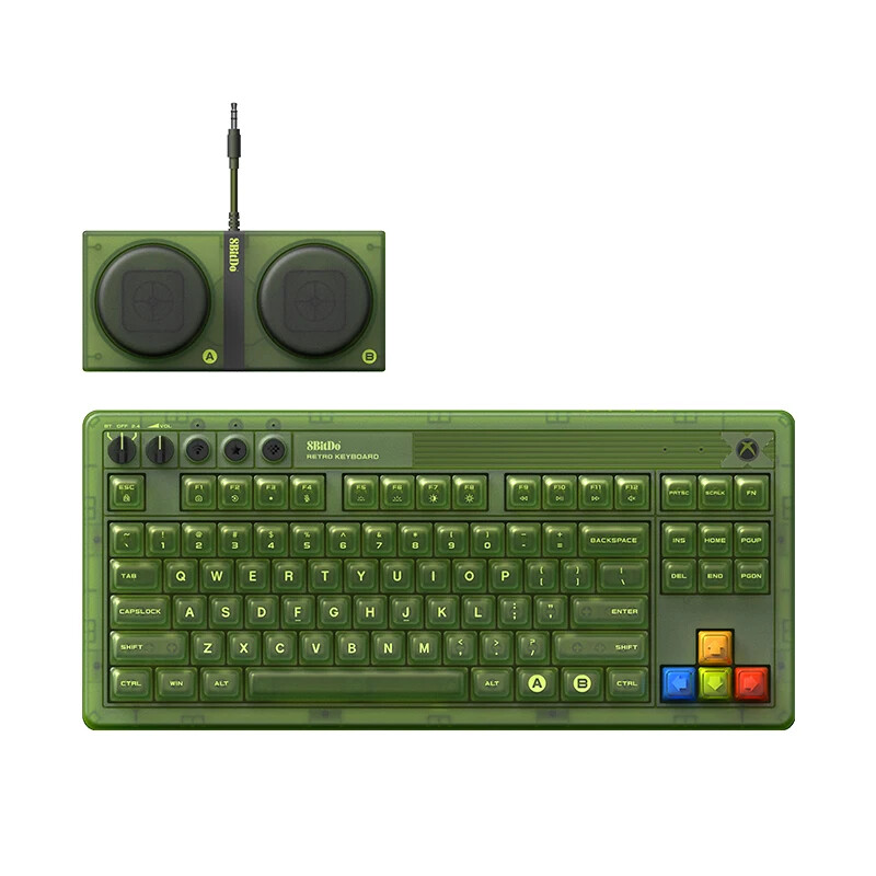 8BitDo Retro 87 Wireless Mechanical Keyboard Mouse Set Xbox Edition Clear Green