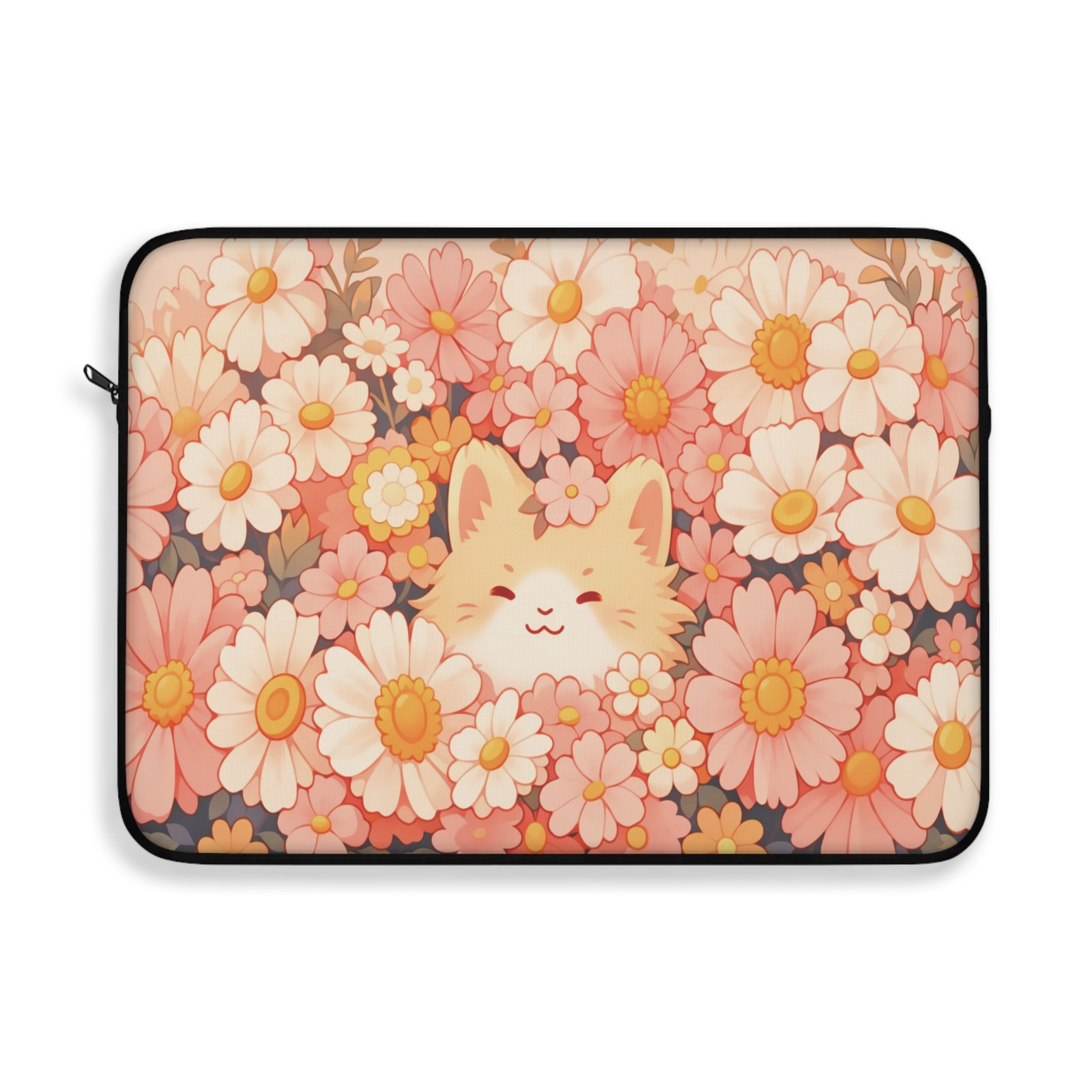 Kawaii Fox Laptop Sleeve 13" 15" Soft Floral for MacBook iPad Tablet