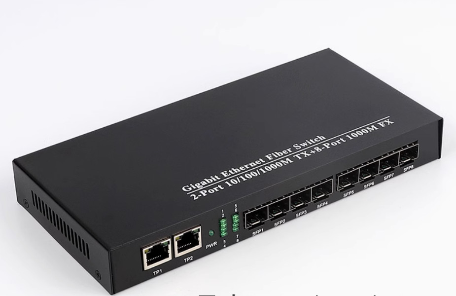 2 Port 10/100/1000M TX RJ45 & 8 Port 1000M FX SFP Gigabit Ethernet Fiber Switch