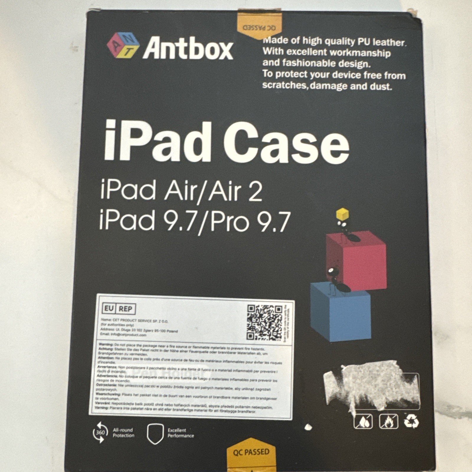 Antbox  for iPad Air / Air 2 / iPad 9.7 / Pro 9.7 With Pen Holder Brown Leather.