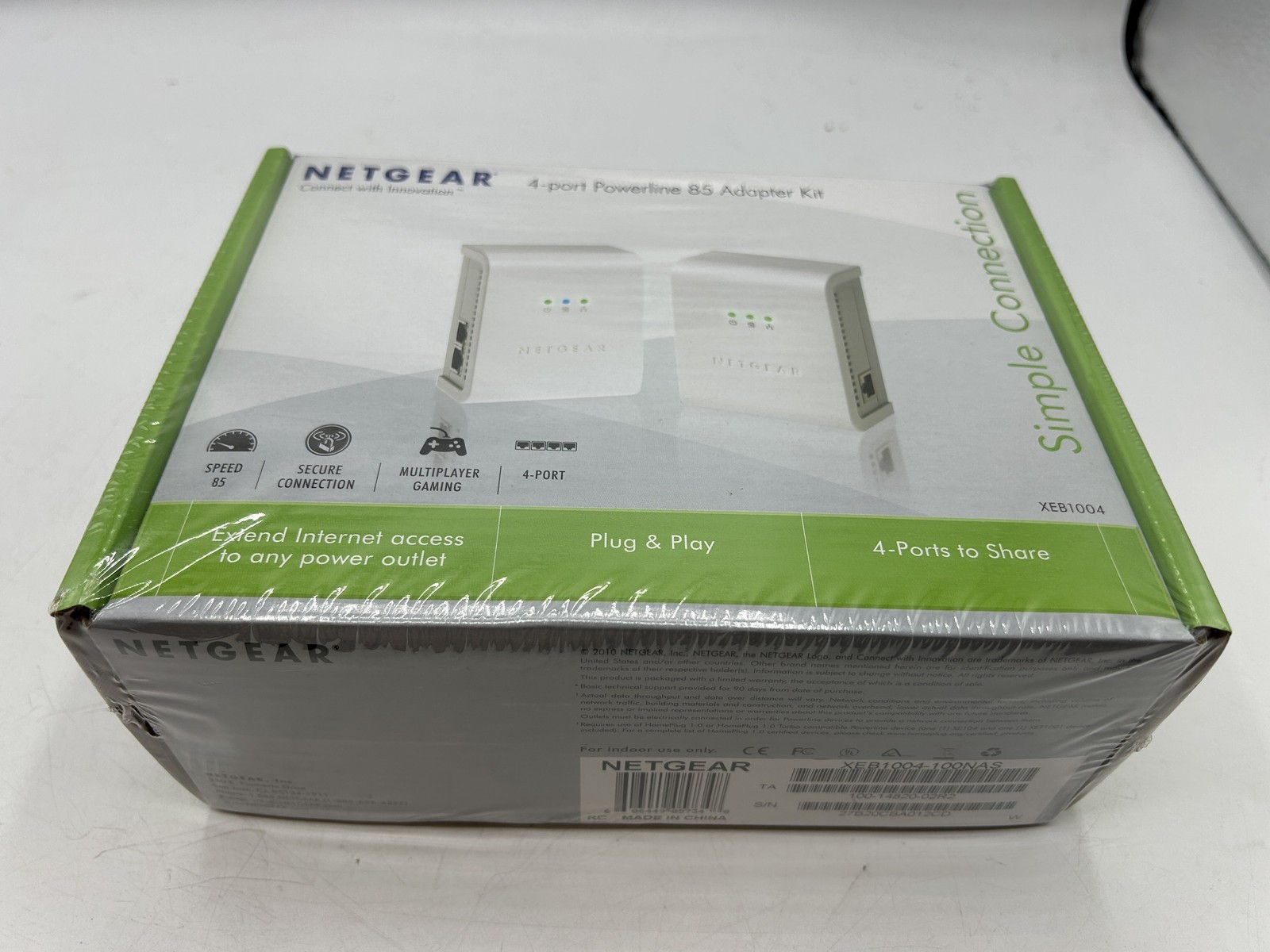 NETGEAR XEB1004 85 Mbps Powerline Ethernet Switch Kit - Brand New Sealed NOS