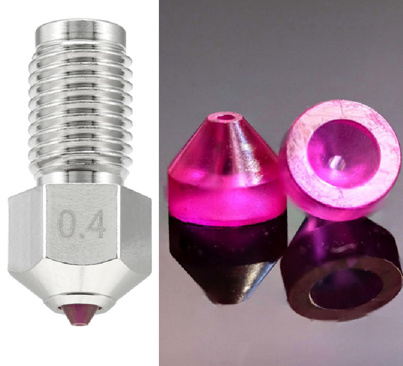 Durozzle Ruby Nozzle 0.4mm for Ultimaker S5 3D Printer Nickel Plated Copper Body