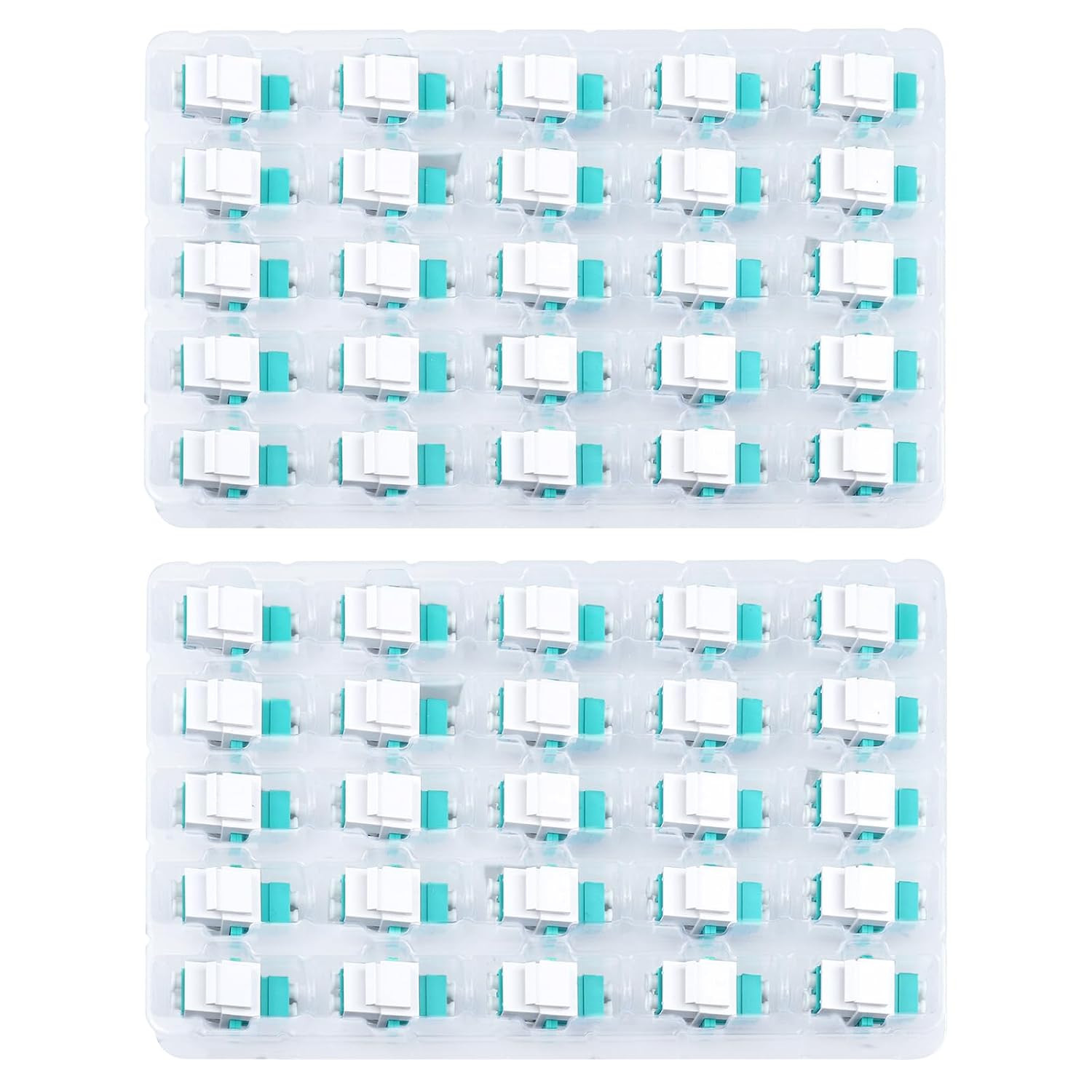 50-Pack LC/OM3 Fiber Optic Coupler Keystone Jack Modular for Patch Panels and Wa