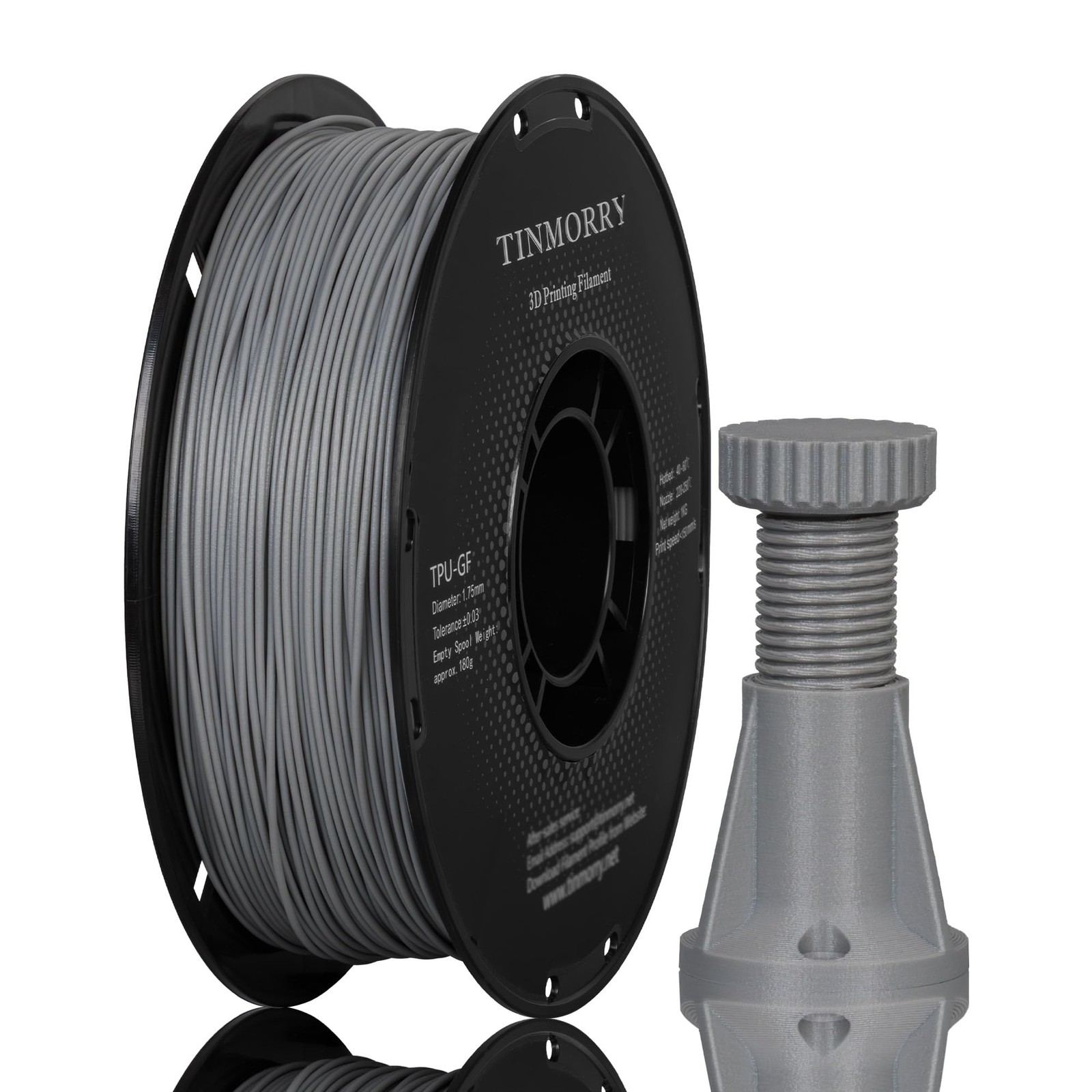 TINMORRY Glass Fiber Reinforced TPU Filament 1.75mm, Resistant to Impact TPU ...