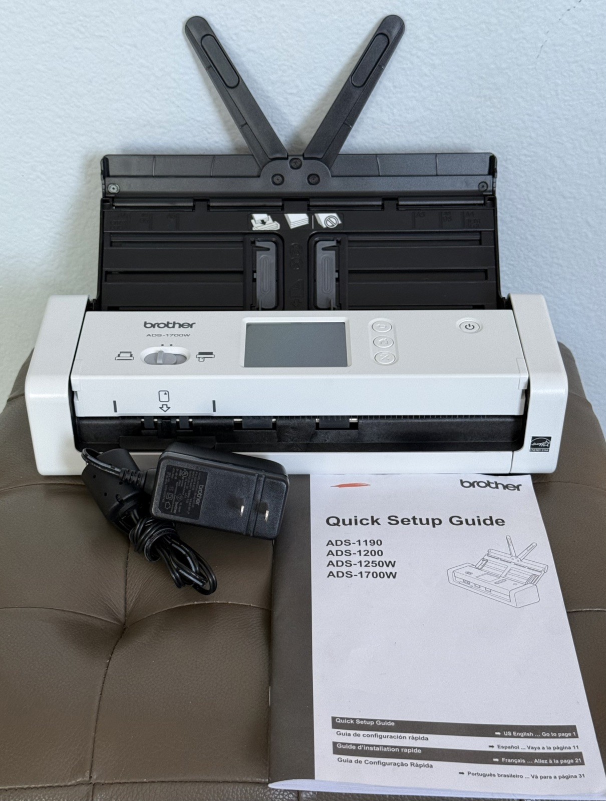 Brother ADS-1700W Wireless Sheetfed Desktop Scanner w/AC Adapter 0 Page OPEN BOX