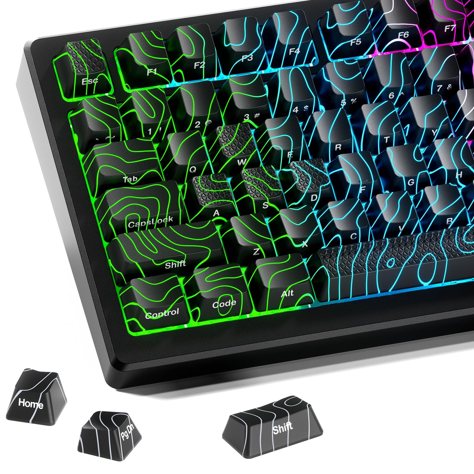 XVX Shine Through Custom Topographic Keycaps w/IMD Tech, 60 75 100 Percent, B...