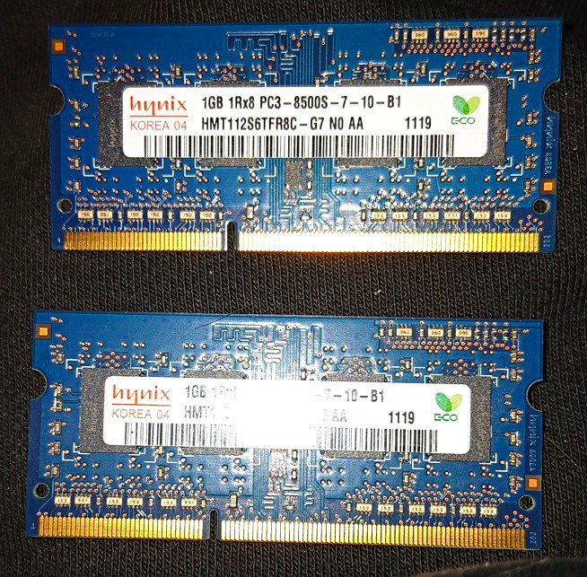 Hynix 2-Set of 1GB 1Rx8 PC3-8500S-7-10-B1 RAM