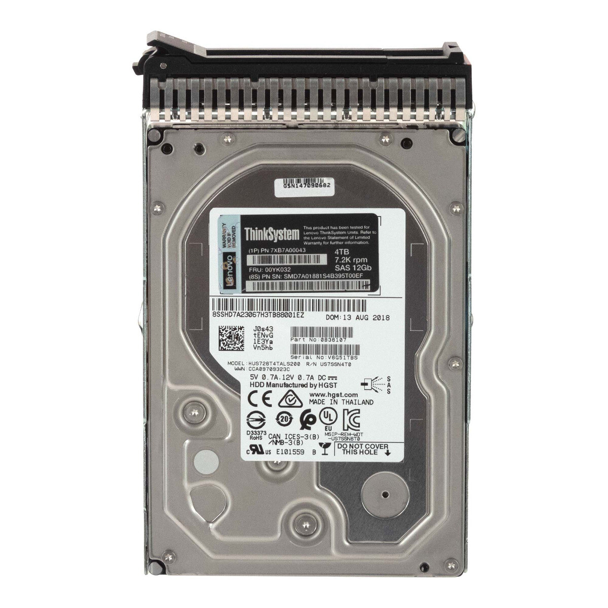 HARD DRIVE LENOVO 00YK032 7XB7A00043 HUS726T4TALS200 4TB 7.2K 128MB SAS-3 3.5"