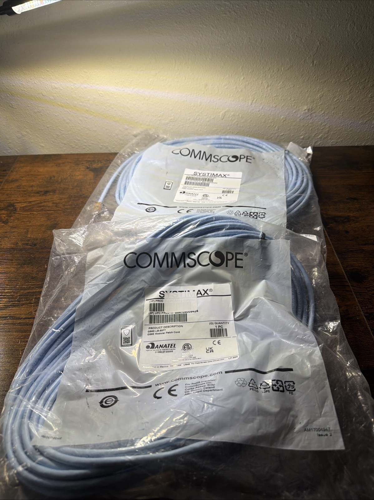 (LOT OF 2)  CommScope SYSTIMAX GS8E-LB-50FT modular patch cord LF-004