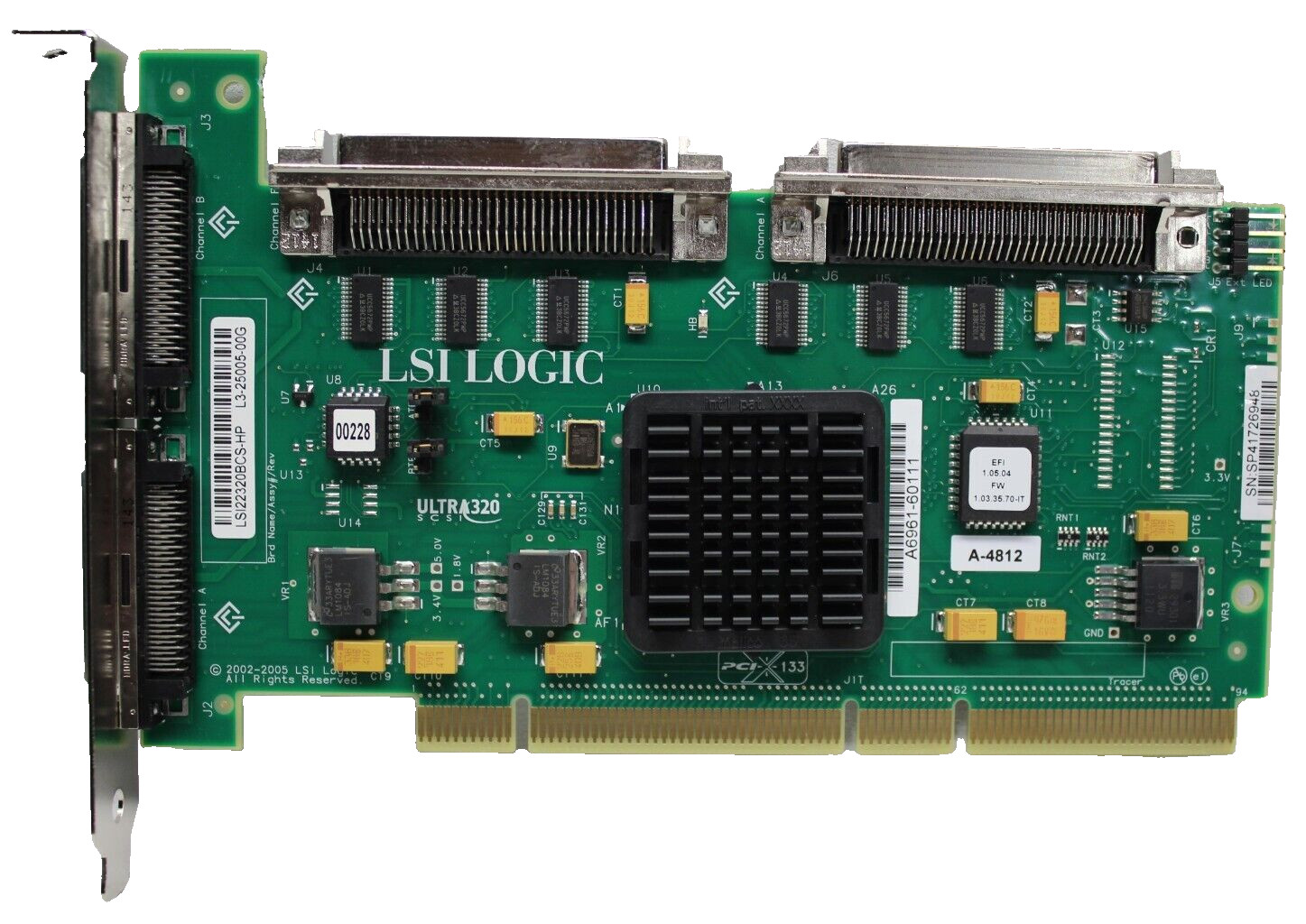 HP Ultra320 SCSI PCI-X Dual Adapter from rx4640 A6961-60111 A6961A