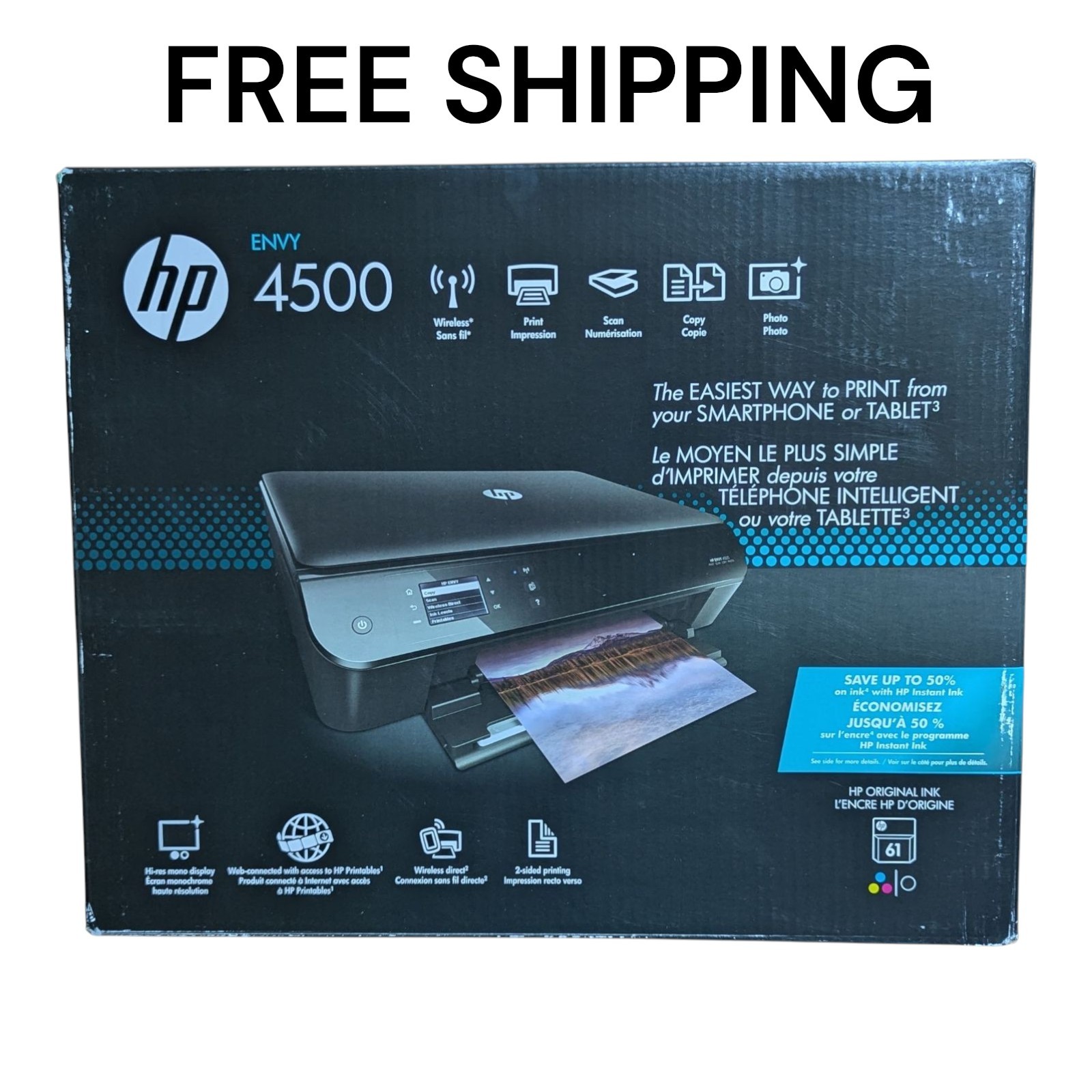HP Envy 4500 Wireless All-In-One Inkjet Printer Print Scan Copy WiFi New Sealed 