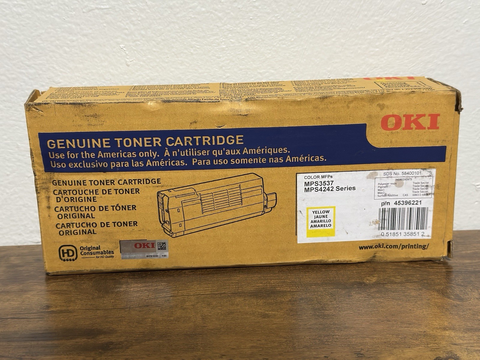 NEW Genuine Oki Okidata 45396221 Yellow Toner Cartridge MPS3537 MPS4242 SEALED