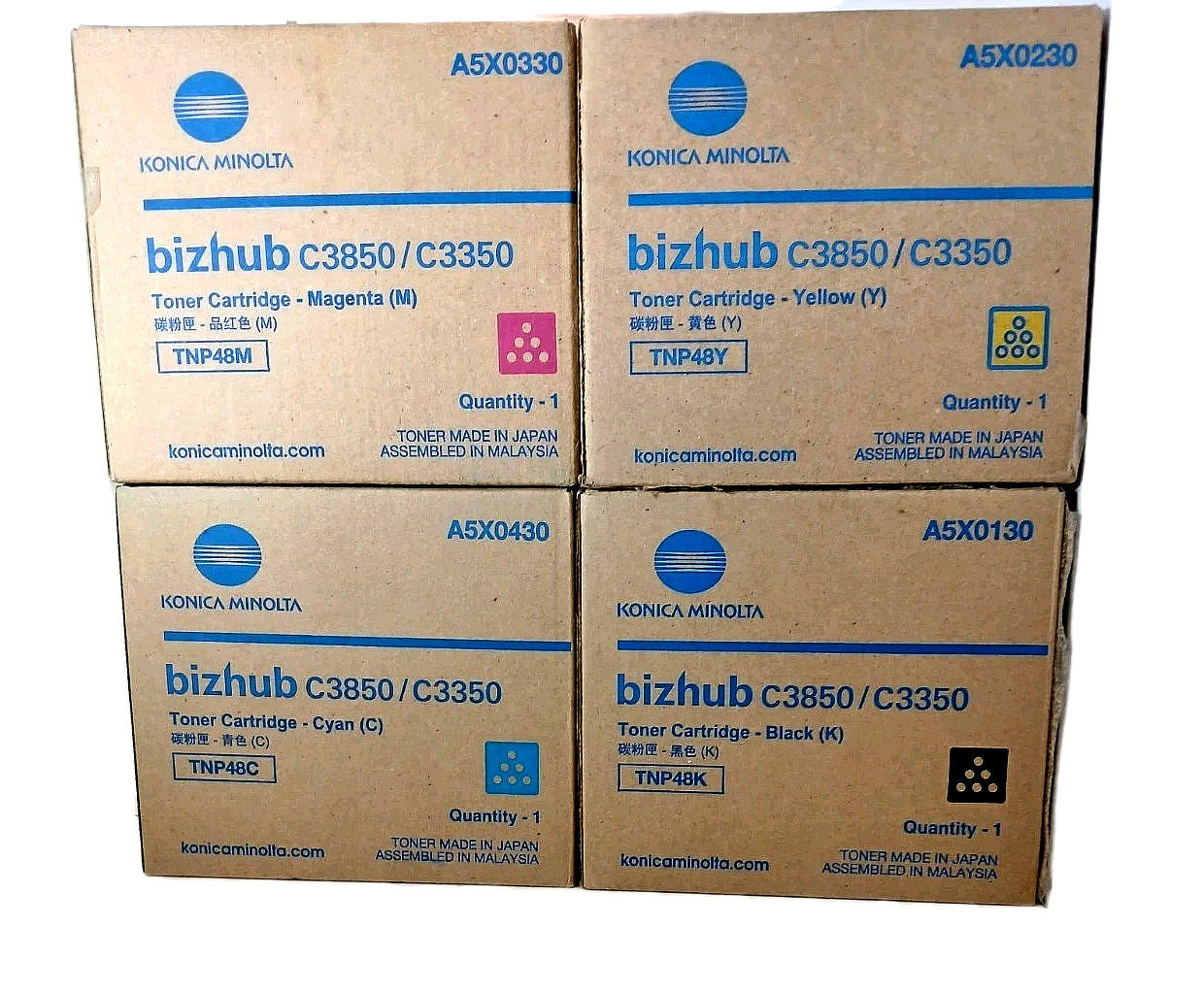 Konica Minolta TNP48 Toner Set Yellow Magenta Cyan Black, bizhub C3350