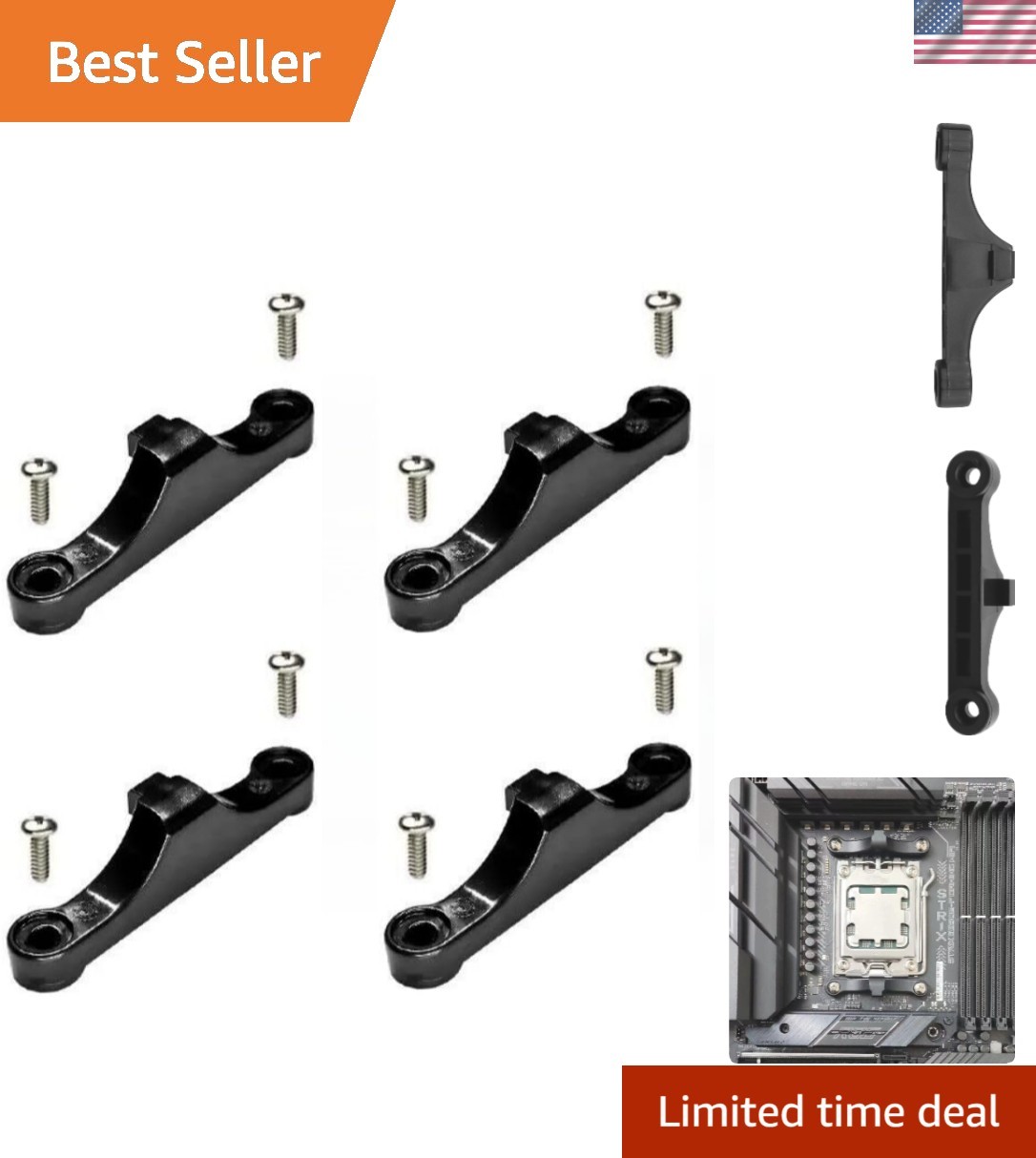 4Pcs AMD AM5 CPU Cooler Mounting Brackets & Screws for Ryzen 7000 Series