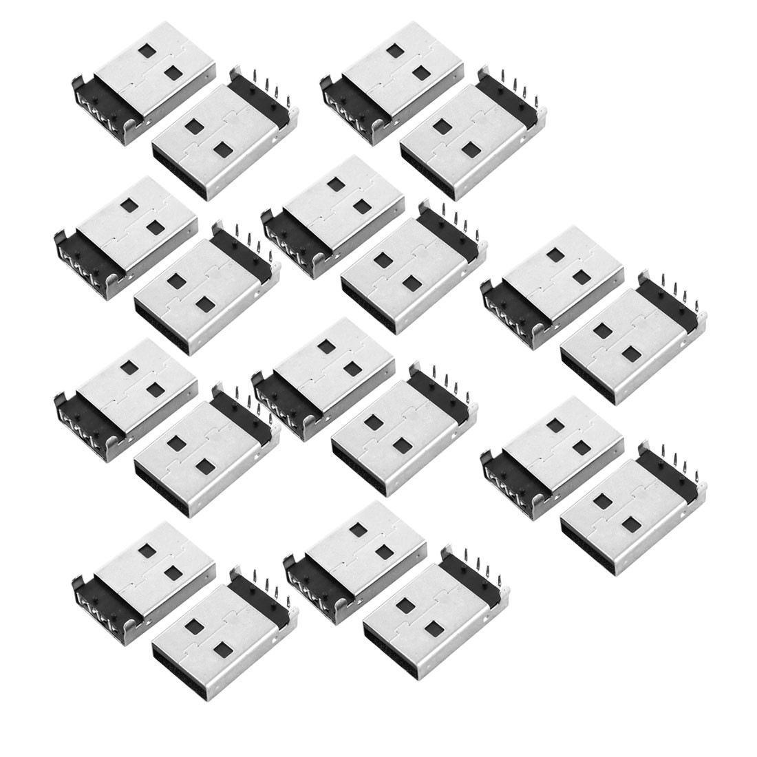 20pcs 90 Degree 4-Pin DIP Through Point USB2.0 A Male Jack Socket