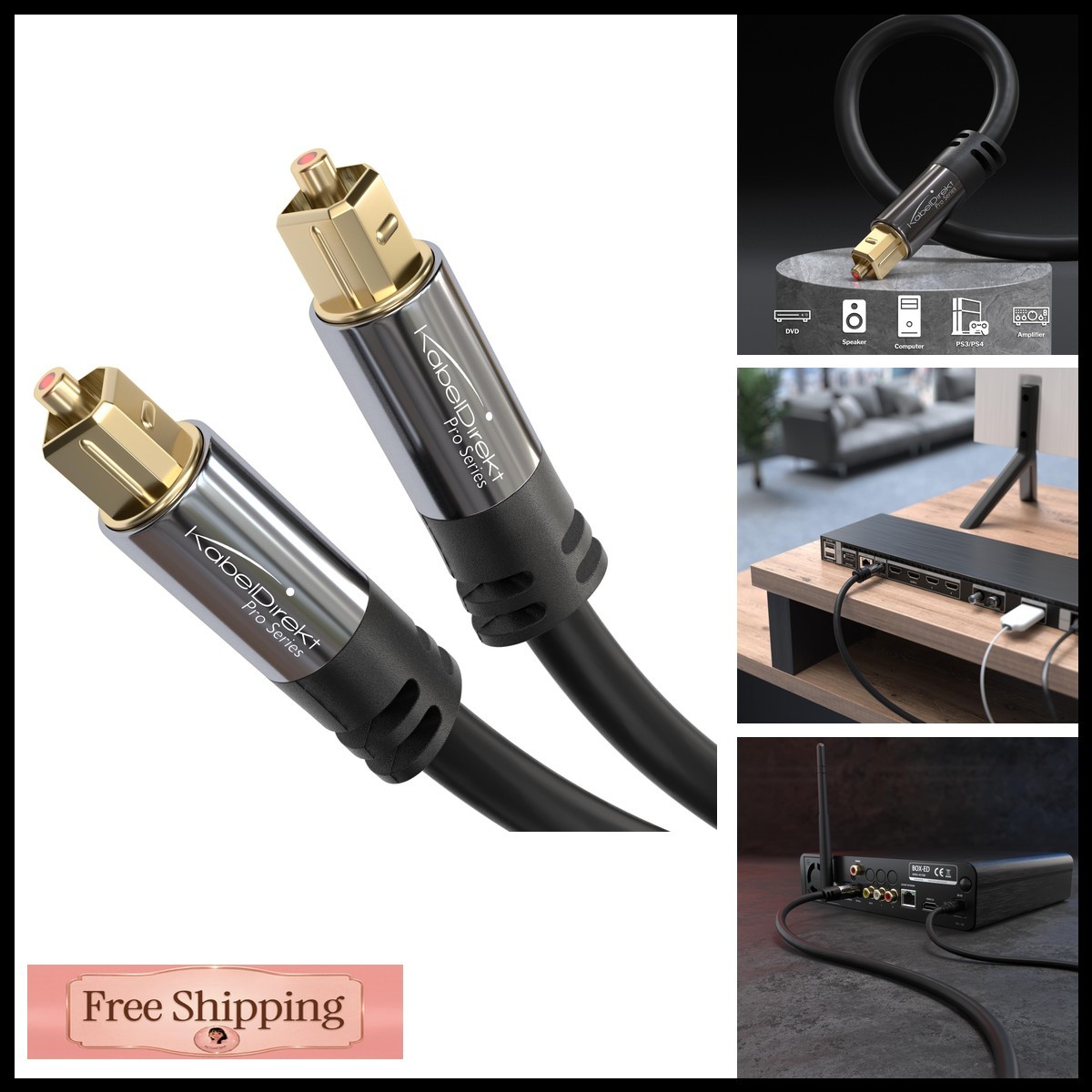 KabelDirekt 1094 Optical Audio TOSLINK Cable 50ft